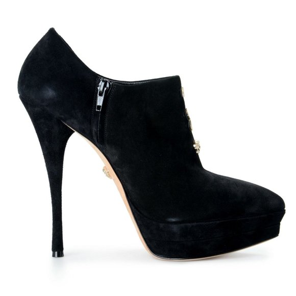 Versace Embellished Zip Up High Heels Ankle Bootie - Picture 4 of 8